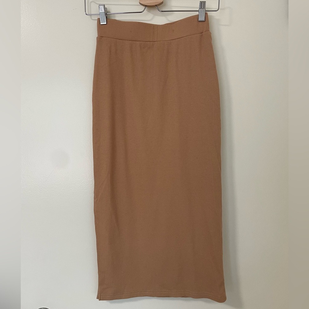 Haus of Damas Knit Bodycon Midi Skirt with Side Slit